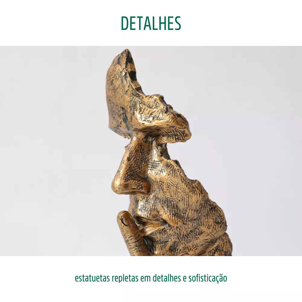 Estatuetas Decorativas Silêncio é Ouro