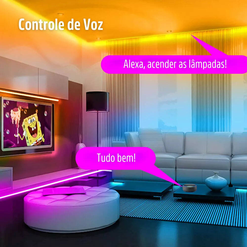 Fita LED Inteligente Flexível de Silicone RGB Wifi Impermeável