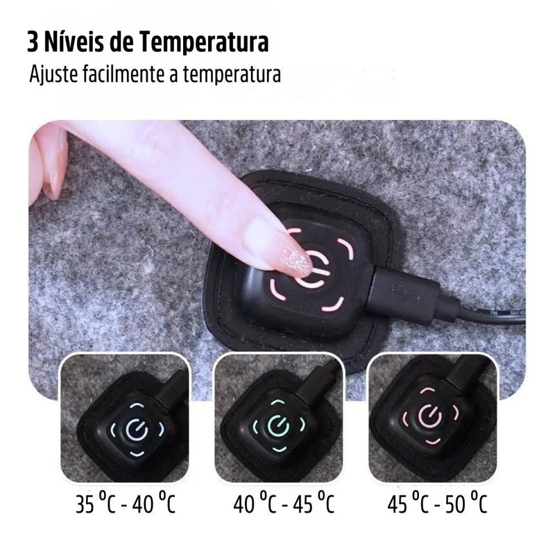 Cobertor Aquecimento Elétrico USB Recarregável Controle de Temperatura