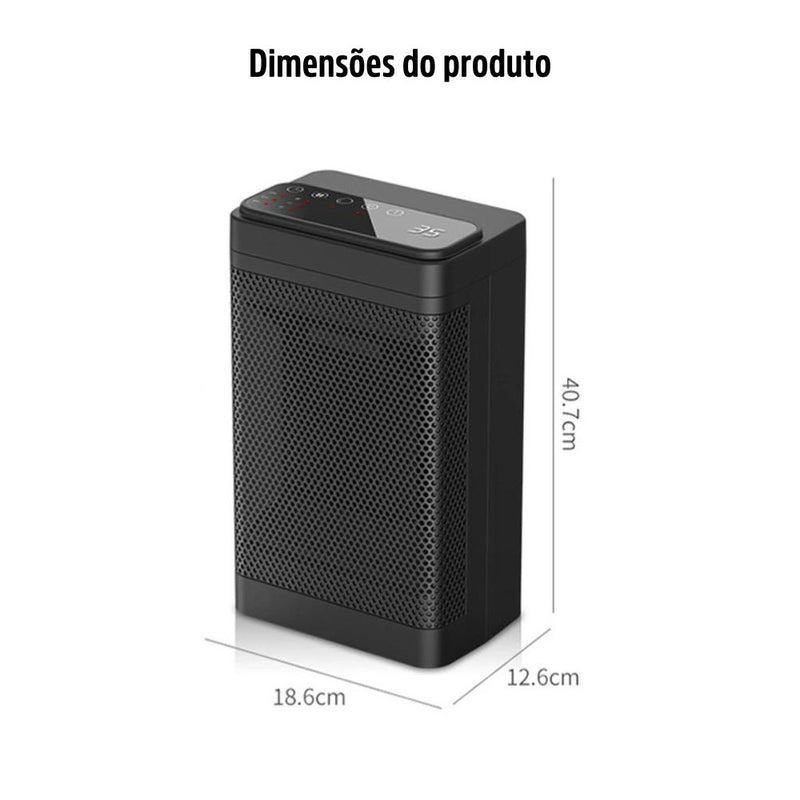 Aquecedor de Mesa Elétrico Giratório com Controle Remoto Baixo Consumo 1500w