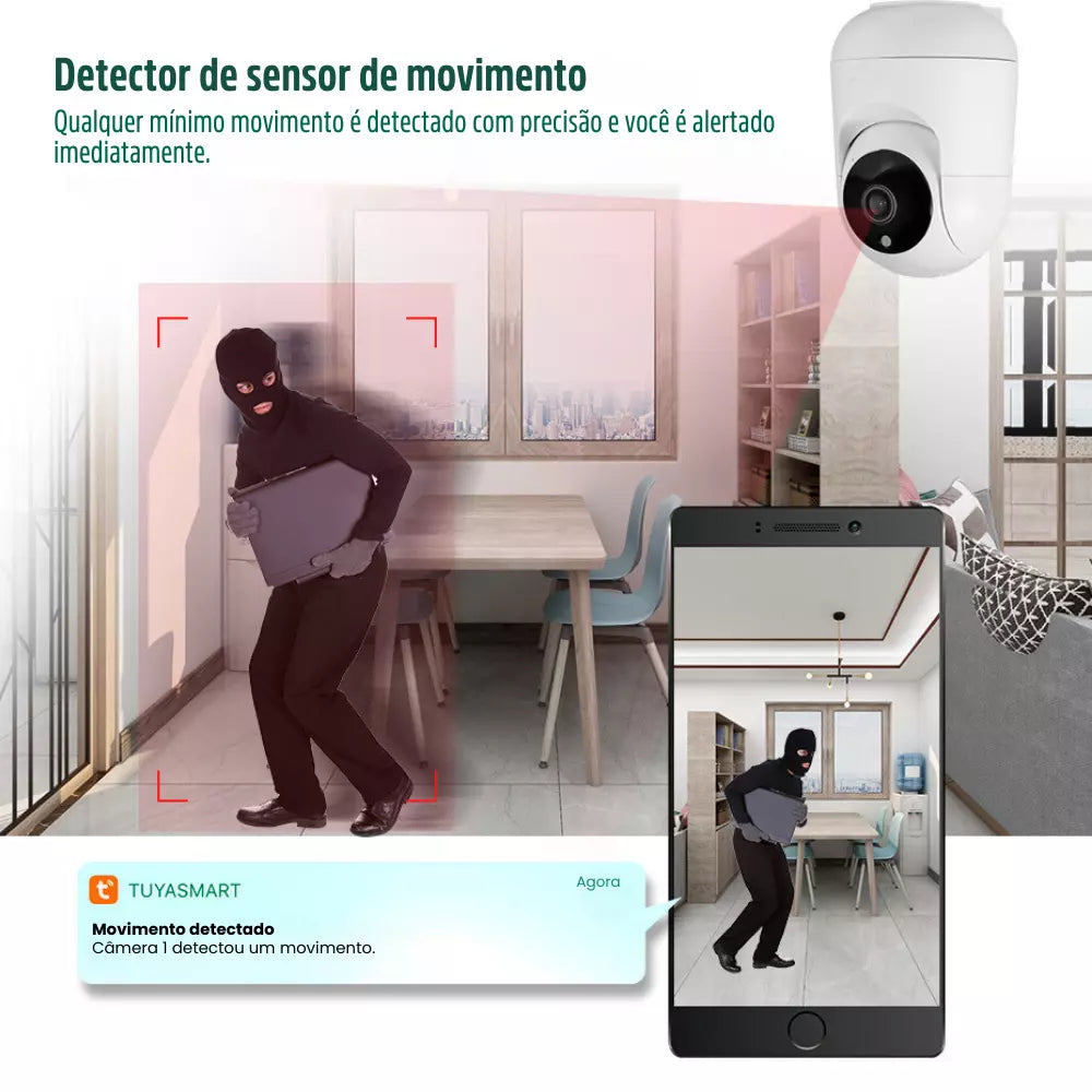 Câmera de Segurança Inteligente Wifi com Sensor de Movimento