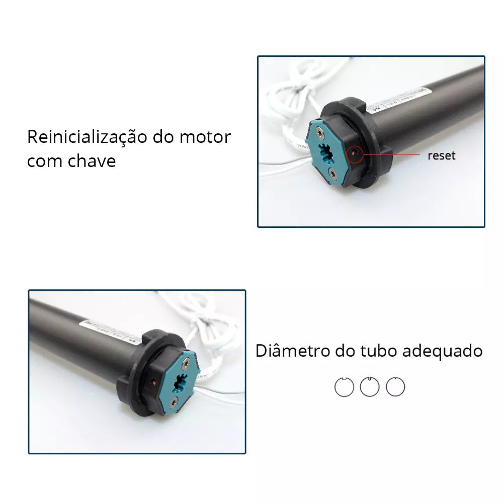 Motor Tubular para Persiana de Rolo Wifi e Controle de Voz